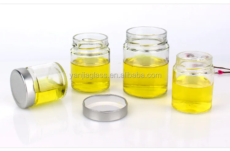 300ml clear round airtight glass honey jam sauce jar with high metal lid