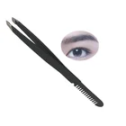 hair plucking tweezers removal trimmer stainless steel black eyebrow tools tweezer with comb