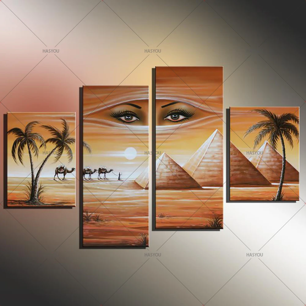 Fantasy-Oil-Painting-Egyptian-Pyramids-Landscape-Hand-Painting-Calligraphy-on-Canvas-Wall-Pictures-4-Pieces-Pictures (4)