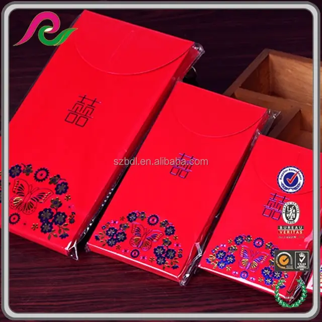 butterfly fancy paper wedding envelope fluorescent red packet