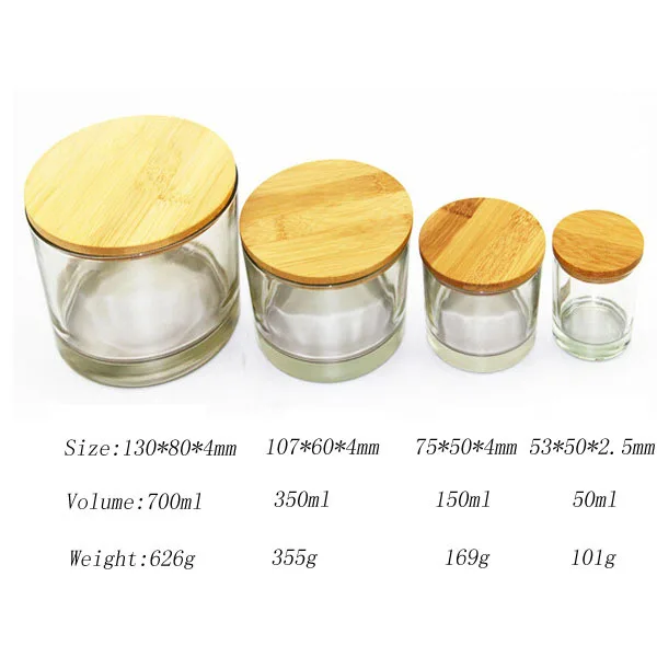 Various Size Glass Candle Jars With Wooden Lids,Wood Lid For Candle Jar
