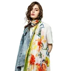 Fashion Linen Cotton Wholesale Pashmina Shawls And Wraps Designer Scarf Hijab Muslim For Women Flower Printed