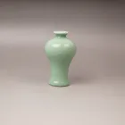 World intangible cultural heritageSemi-manual China Longquan Celadon Plum Green Vase
