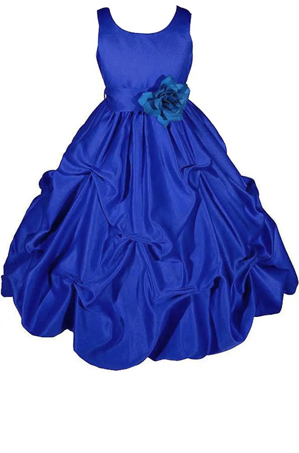 Синее платье из атласа для девочки
