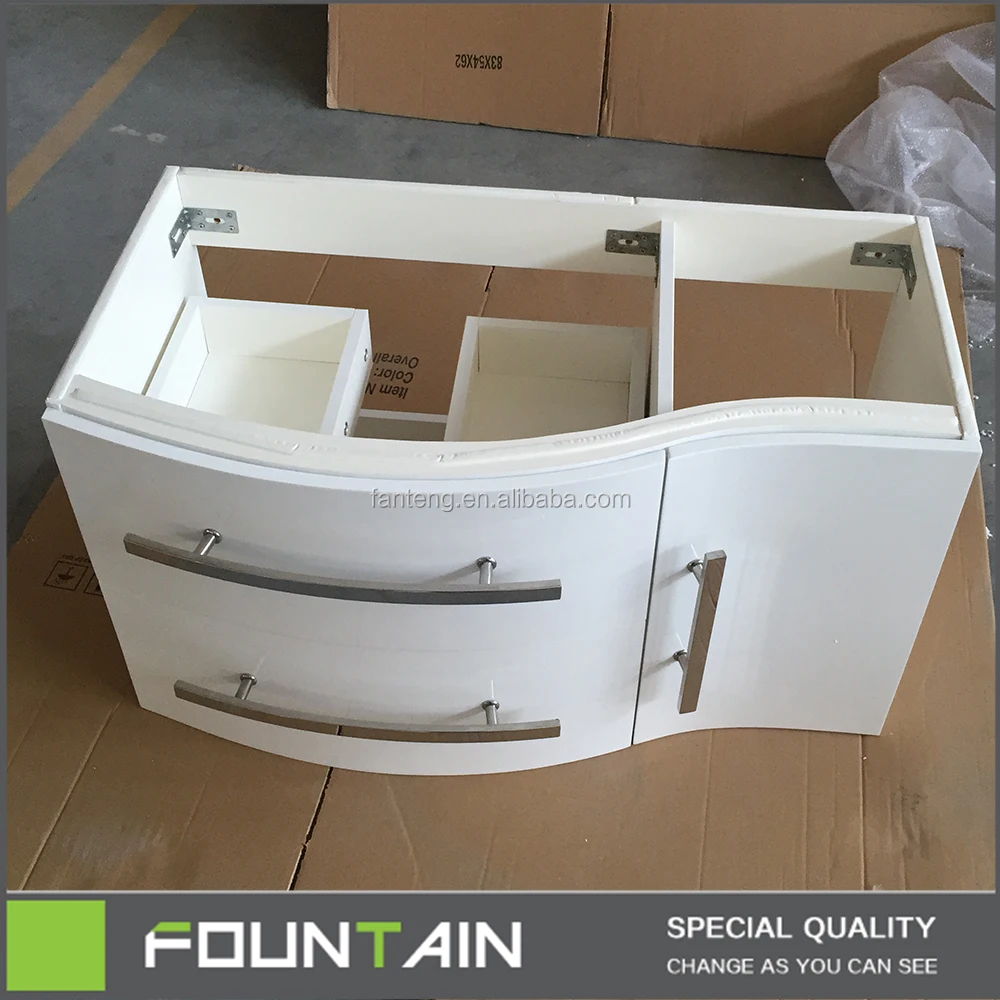 Hangzhou Fabricación de gabinete curvo de brillo blanco MDF mueble de
