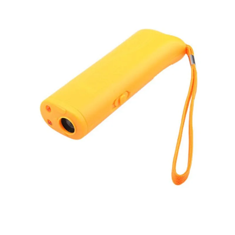 New 1PCS Dog Pet Ultrasonic Aggressive Dog Repeller Yellow Train Stop Barking Training Device LED Light