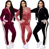 /product-detail/ribbed-trim-side-ribbon-velour-thick-tracksuits-wholesale-velvet-tracksuits-for-women-62158867541.html