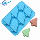 New hot selling products FDA eco-friendly 6 cavity Christmas tree shape cake silicone mold with cake bakeware