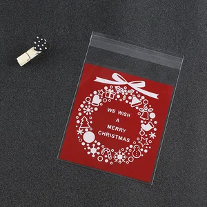 green&red color christmas gift packing opp self adhesive bag