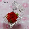 Handmade Preserved Flower Rose with Acrylic Crystal Ring Box for Proposal Engagement