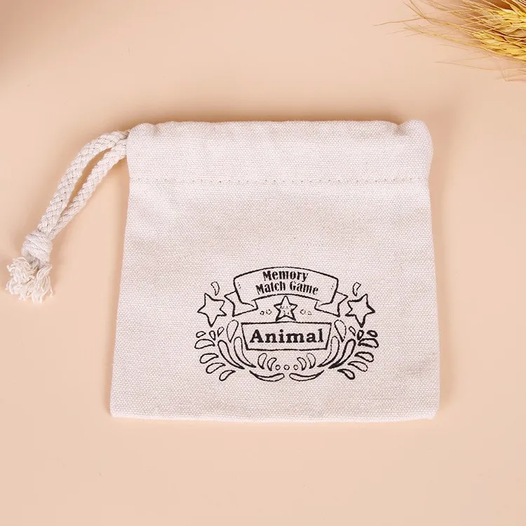 custom calico drawstring small cotton bag