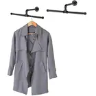 Wall Mounted 20 Inch Metal Pipe T Bar Garment Rods Set of 2