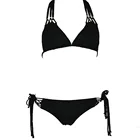 Women Sexy Smart Jacquard Black With Diamond Charms Decro High Quality Swimming Bikini Bra&Slip Tie Knot At Sides