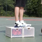Detachable easy to assemble drop front plastic shoe box