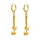 Factory produce customised made 2019 fashion jewelry brass gold plated butterfly drop earrings for women