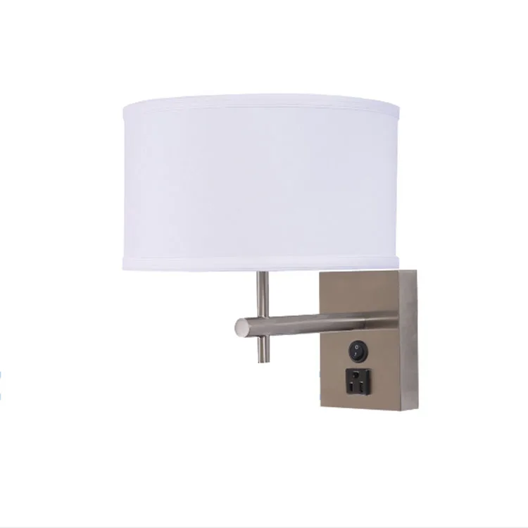 Hotel Modern Decorative Single And Double Wall Sconce Lamp With Power Outlet
