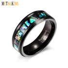 Abalone Shell Inlay 8mm Tungsten Wedding Band Natural Abalone Shell Inlay Black Mens Ring