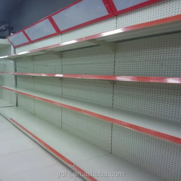 Perforated Supermarket Shelf Metal Shelving Rack With Light Box