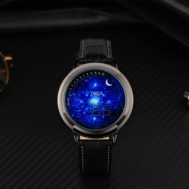 1pc creative designer watches women fashion moon star face blue