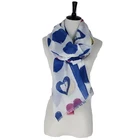 Silk love heart pattern scarf printed with fringe factory china cotton tassel printed scarf