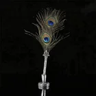 AYFP-0027 Wholesale cheap metal peacock and pheasant feather pen with pen holder