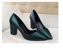 Brand Shoes NEW Super Star Style Comfortable Square Chunky Block Heel Discount Women High Heels Dress Shoes with Pointe