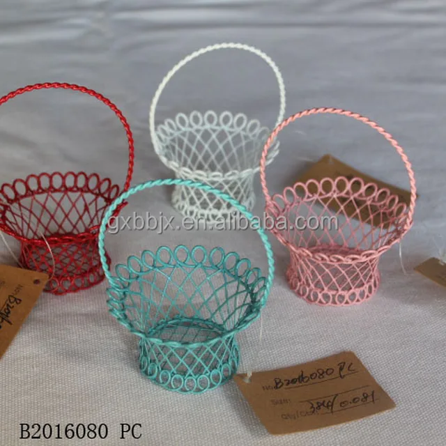 metal wire gift&flower basket for home decoration