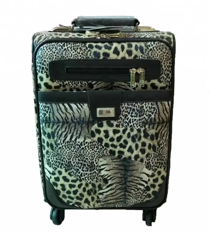 Chine Usine Approvisionnement PU valise en cuir imprimé léopard chariot bagages valise ensembles 4 pcs