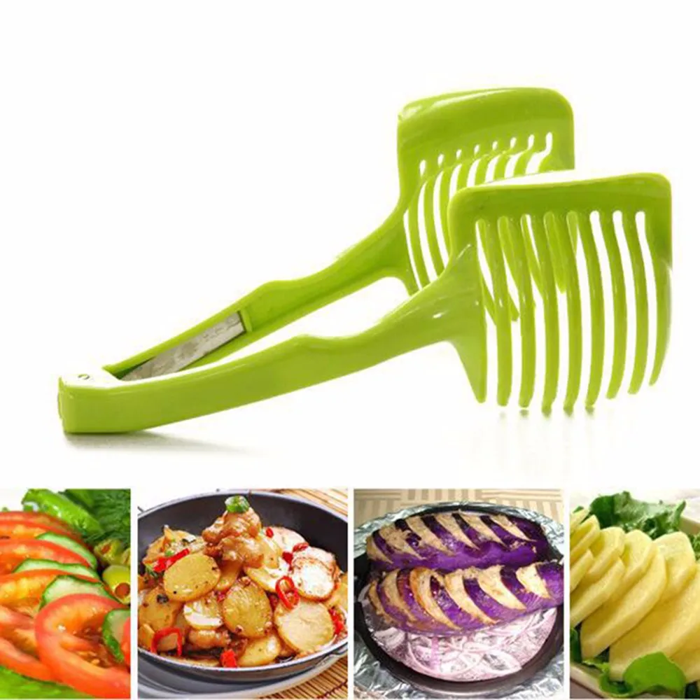 Vegetable Cutter Slicer Tomato Onion Slicer Holder Food-Grade Plastic Fruit Vegetable Cutters Kitchen Gadgets Slice KC1365