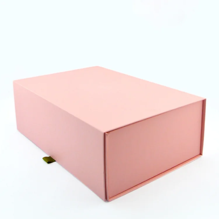 pink mailer box flat folding gift box with ribbon