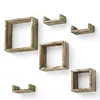 Floating Shelves Rustic Wood Wall Shelves with 3 Square Boxes and 3 U Shelves for Free Grouping Set of 6