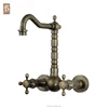 Old Fashioned Double Handle Wall Mounted Kitchen Faucet Antique Bronze Tap