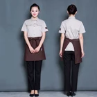 Fashionable hotel restaurant waiter and waitress uniform design jacket Shirt and apron