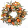 24 INCH PERSIMMONS WREATH GRAPEVINE BASE FOR THANKSGIVING DOOR DECORATION