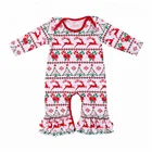 High quality toddler newborn girls infant long sleeves ruffle romper Jon Jon baby christmas clothes