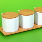 Simple ceramic canister tea sugar and coffee canisters
