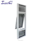 Superwu design modern aluminium wooden crank awning open window with Fix sash