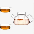 High borosilicate hand blown glass flower tea pots set