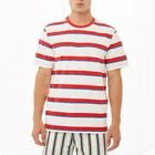 Man custom cheapt-shirt short sleeve white red stripe t shirt for men