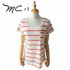 Professional Manufacture Wholesale Striped Round Neck Woman T-Shirt