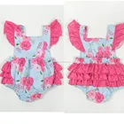 2018 Hot selling baby girls spring summer boutique clothing wholesale infant ruffle bubble floral rompers