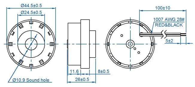45*26mm 12V DC 100db piezo buzzer alarm buzzer LPB4526W hxd buzzer with alarm clock