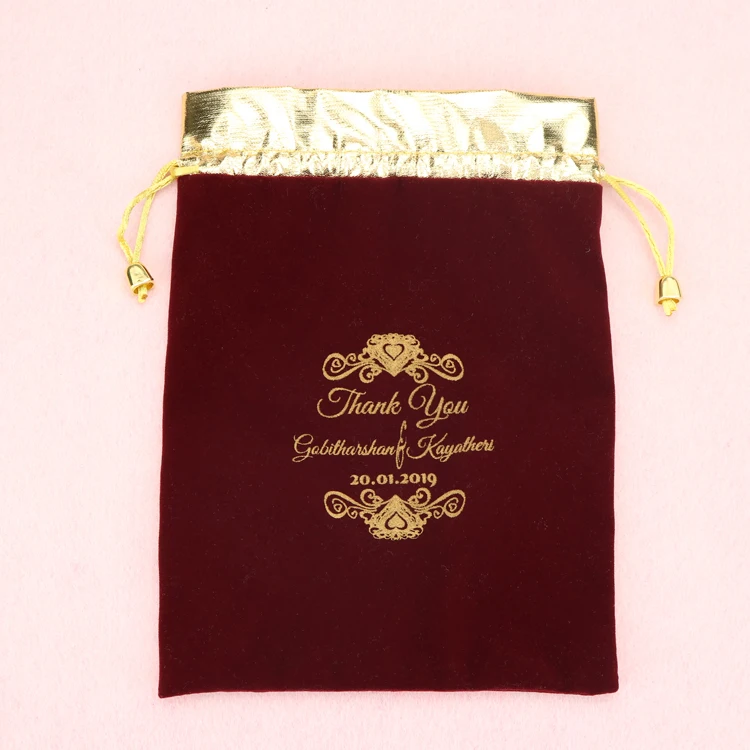 wedding favor decoration custom pouch with logo velvet bag for