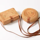 2019 Wholesale CrossBody rattan round Bag girl Straw Shoulder Bags Basket Women Bag