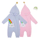 Rainbow clothes zipper winter baby clothes customized logo hooded romper jumpsuit