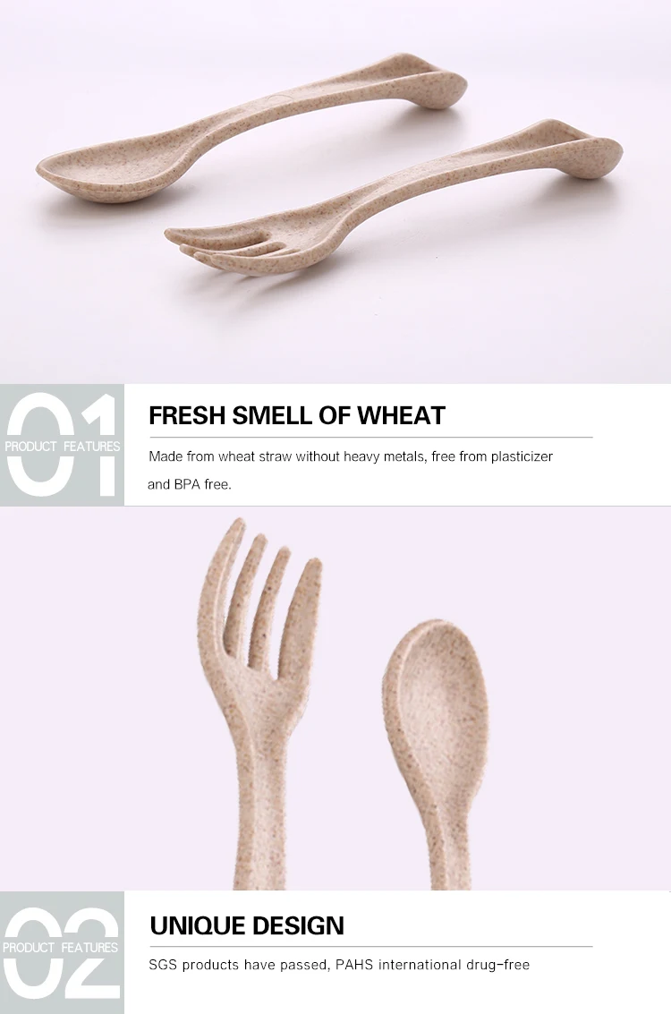 wheat straw fiber baby spoons and fork eco friendly tableware