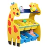 Children furniture giraffe style kids indoor toy storage cabinet toy storage rack with plastic box for sale