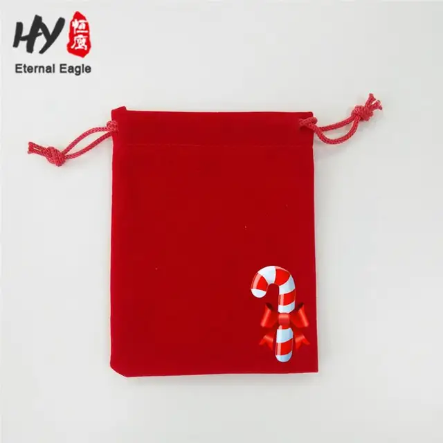 custom logo printed velvet jewelry gift drawstring pouch
