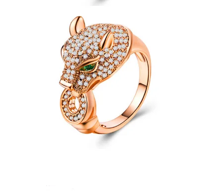 Fashionable 925 Silver Jewelry 18 K Gold Plated Cubic Zircon Leopard Rings Women