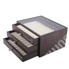 in stock exquisite large capacity red wooden matt surface pen gift packing storage display box for sale